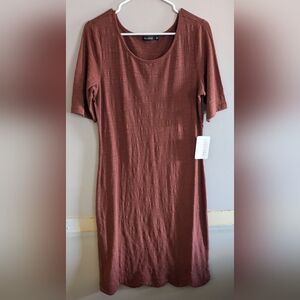 NWT Womens Mikarose Burnt Orange Scalloped Hem Short Sleeve Fitted Dress…